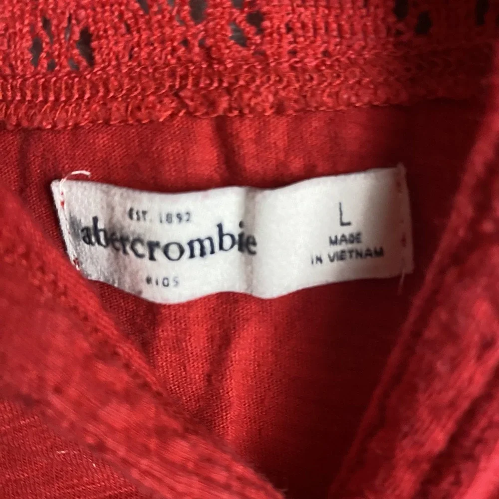 Abercrombie Kids Large Red Button-Up Lace Shoulder Shirt